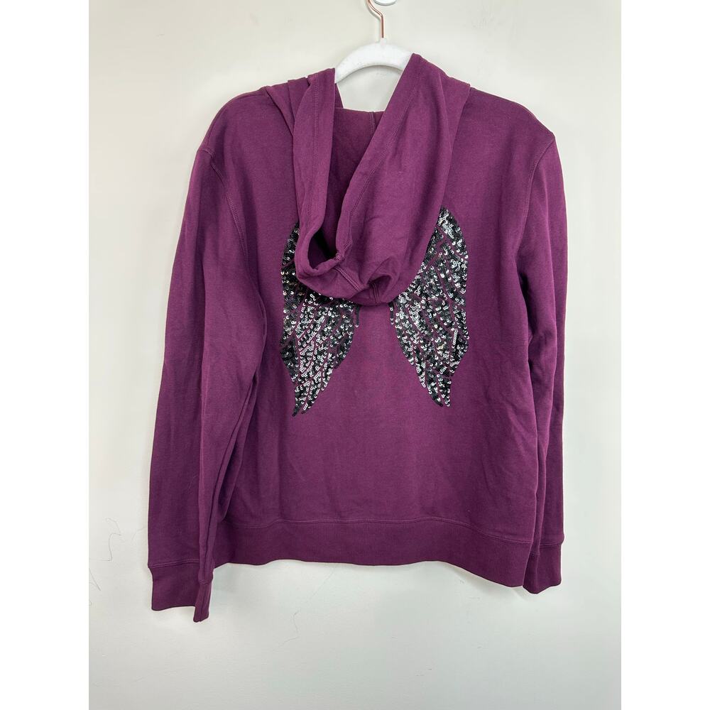 Victoria's Secret Angel Wing Sequin Hoodie Zip Up Sweatshirt Wine Size XL - Picture 6 of 10